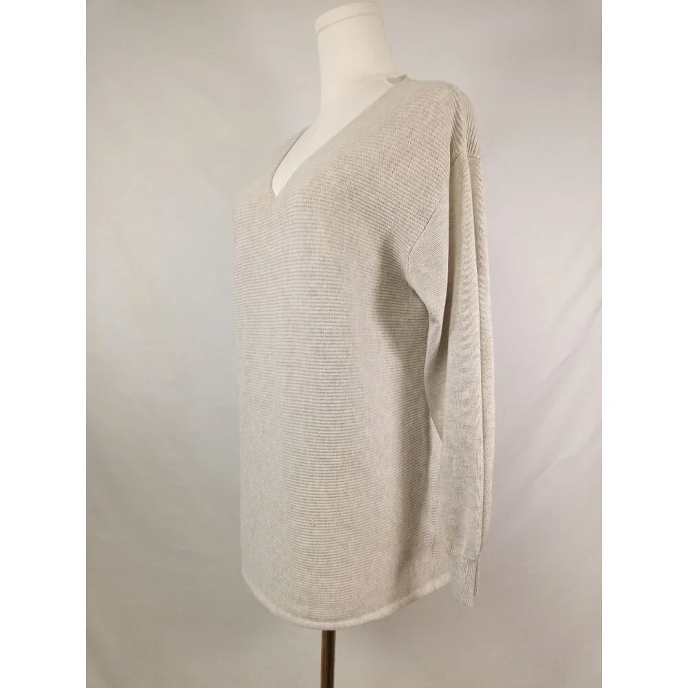 Ella Moss Women's Beige V-Neck Sweater Size Large - Picture 2 of 5
